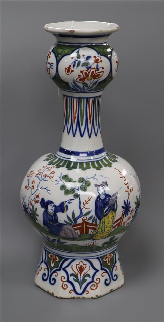 A Dutch Delft polychrome vase, 19th century height 29cm